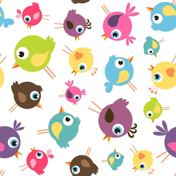 Seamless pattern with funny birds — Stock Vector