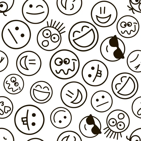 Pattern with emotional hand drawn faces — Stock Vector