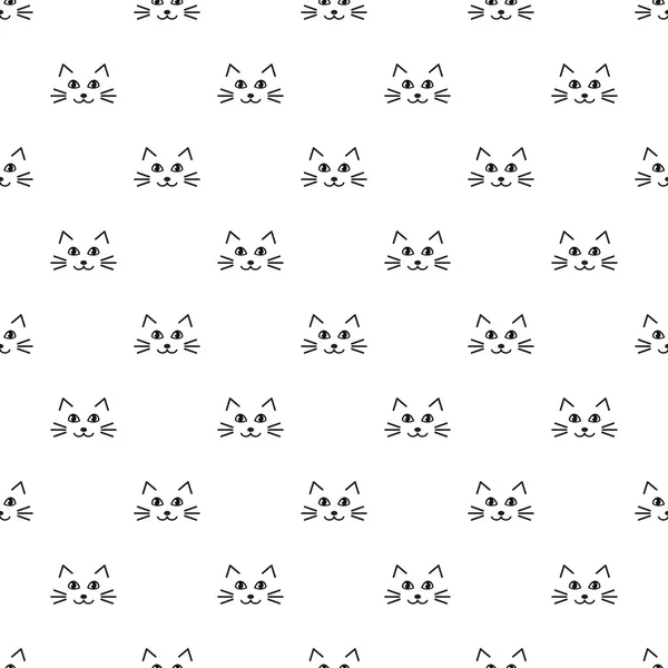 Pattern with cute cat faces — Stock Vector