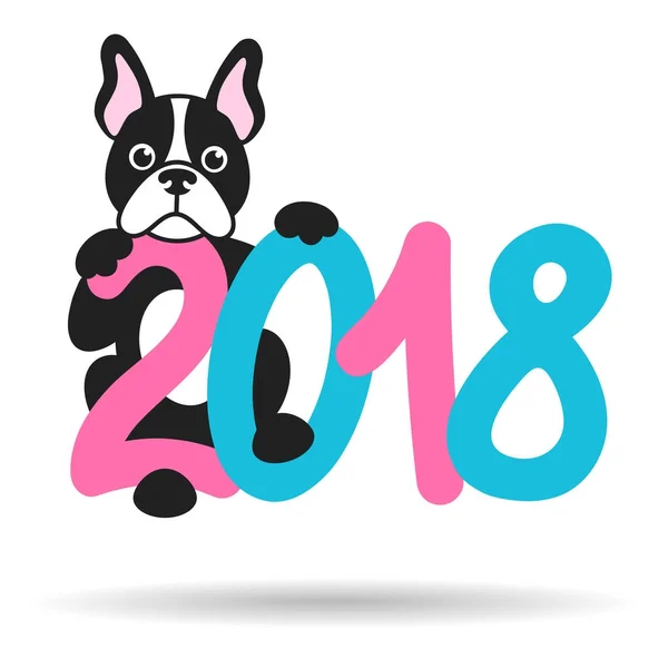 Franse bulldog en 2018 — Stockvector