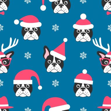 Noel Baba şapkaları ile Fransız buldozer ile Seamless Modeli