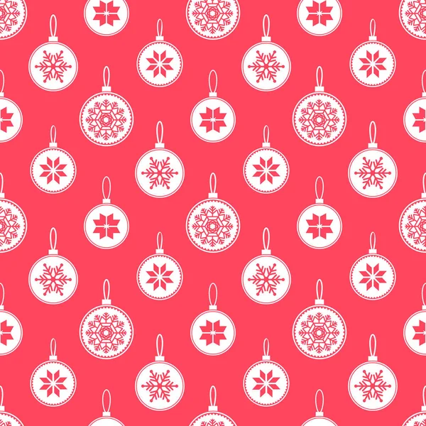 Fundo vermelho com bolas de Natal — Vetor de Stock