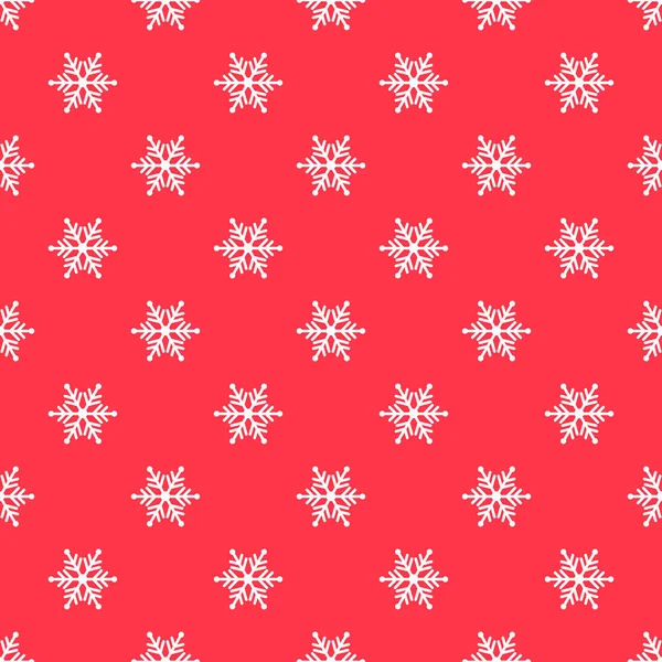 Červený vzor s bílé sněhové vločky — Stockový vektor