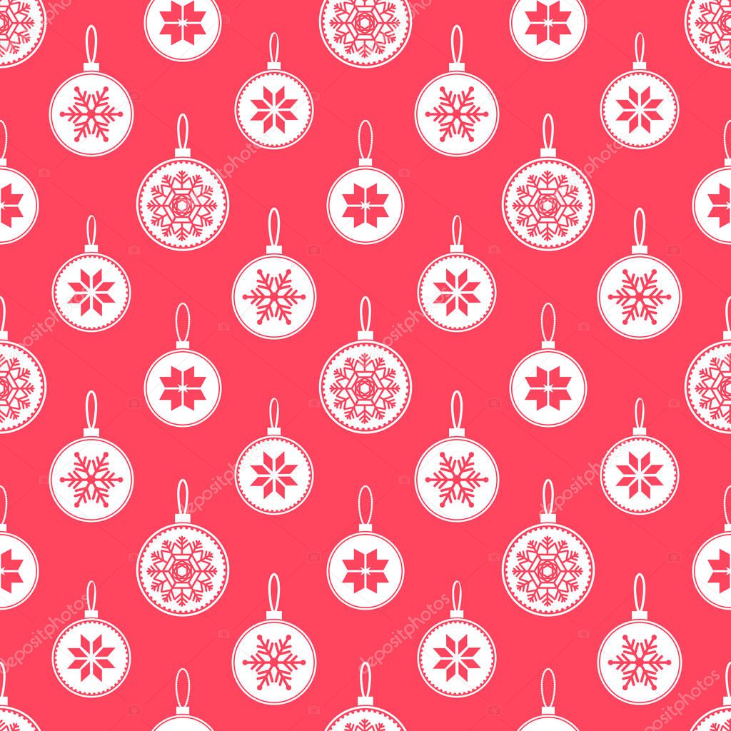 Red background with Christmas balls