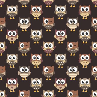 şirin kahverengi baykuşlar desenle