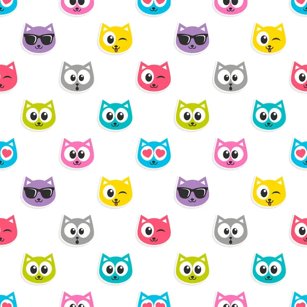 Motif avec des têtes de chat colorées — Image vectorielle