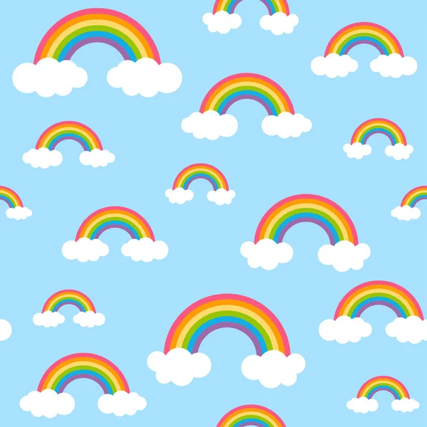 Sky patroon met regenbogen en wolken — Stockvector