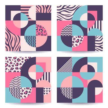 Soyut renkli geometrik arkaplan kümesi