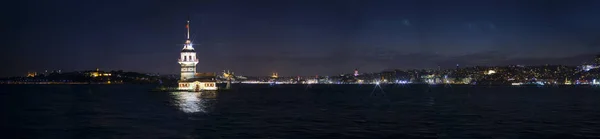 istanbul panoramic view. Maiden\'s Tower (kiz kulesi), galata tower, hagia sophia, blue mosuqe, golden horn, in istanbul - Turkey