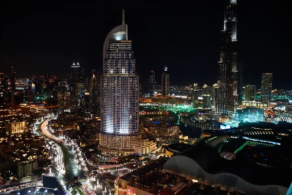 Vista Nocturna Desde Rascacielos Ciudad Dubai —  Fotos de Stock