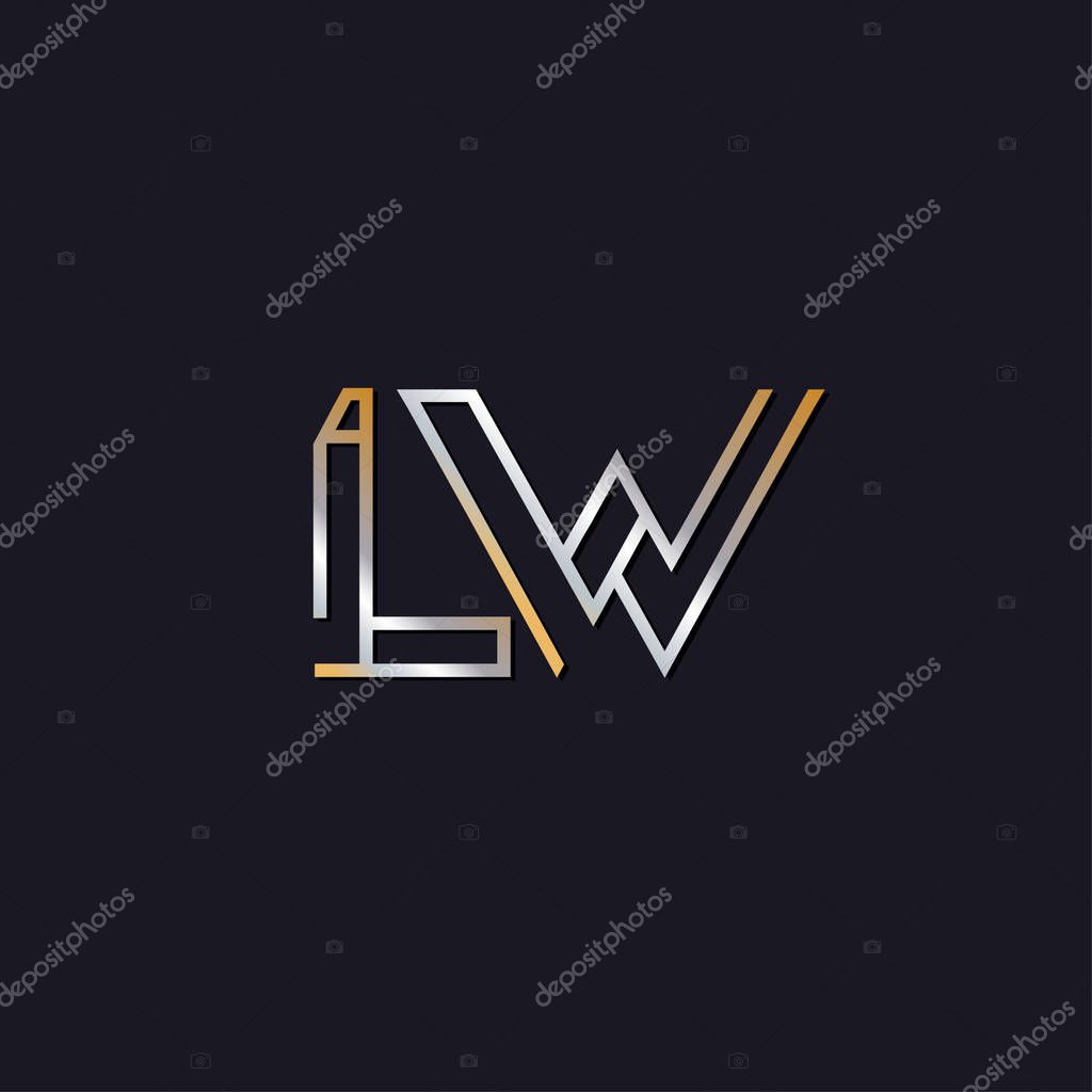 Initial letters lw   logo  on dark background