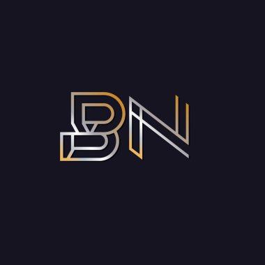 Bn ilk harf logo koyu arka plan üzerinde