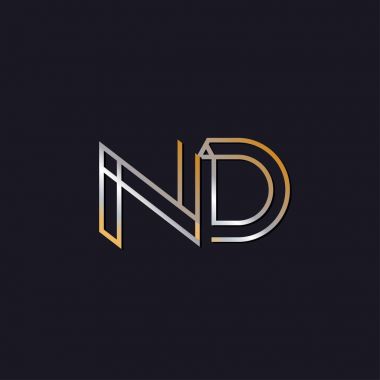 koyu arka plan üzerinde başlangıç harfi nd logo