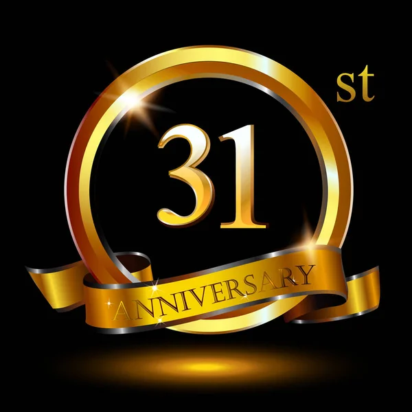 Diseño Del Logotipo Para Años Aniversario Con Número Blanco Dorado — Vector de stock
