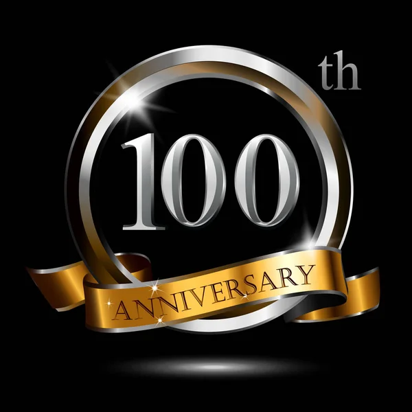 Logo Ontwerp Voor 100 Jaar Verjaardag Met Witte Gouden Nummer — Stockvector