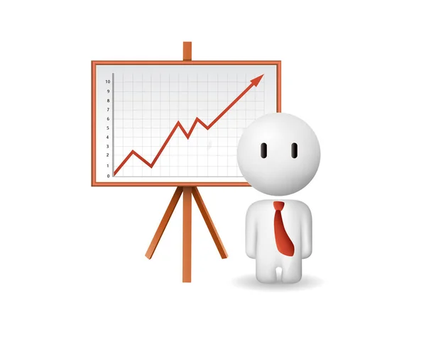 Personaje Hombre Negocios Con Gráfico Ilustración Vectorial — Vector de stock