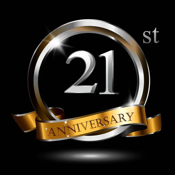 Design Logotipo Para Anos Aniversário Com Número Branco Dourado Fundo — Vetor de Stock