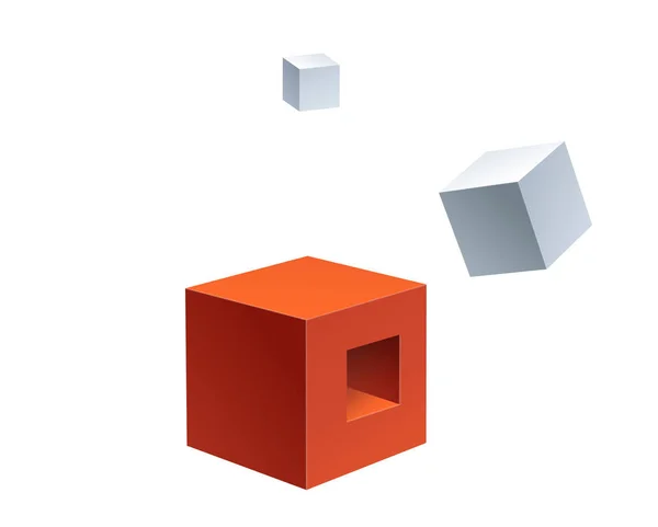 Tres Cubos Blanco Ilustración Vectorial — Vector de stock