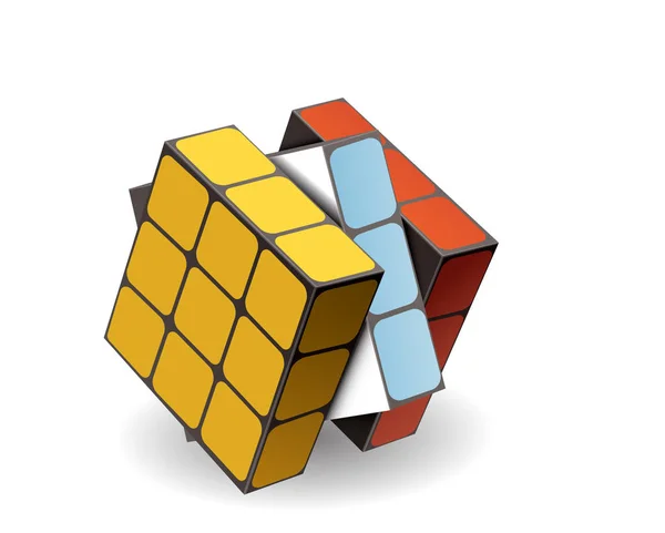 Cubo Rubik Aislado Sobre Fondo Blanco Vector — Vector de stock