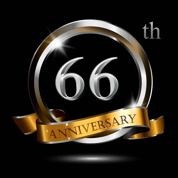 Logo Design Years Anniversary White Golden Number Black Background Shadow — Stock Vector