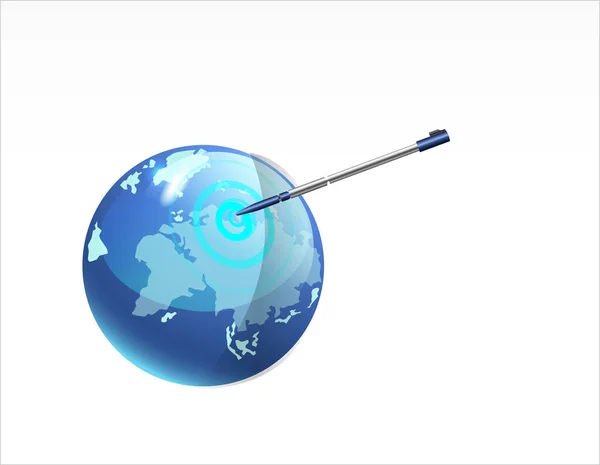 Globo Azul Con Pluma Ilustración Vectorial — Vector de stock