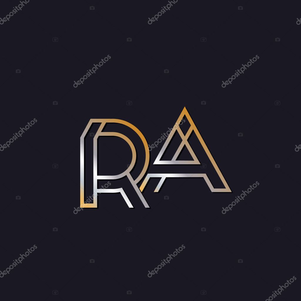 Initial letters ra  logo  on dark background