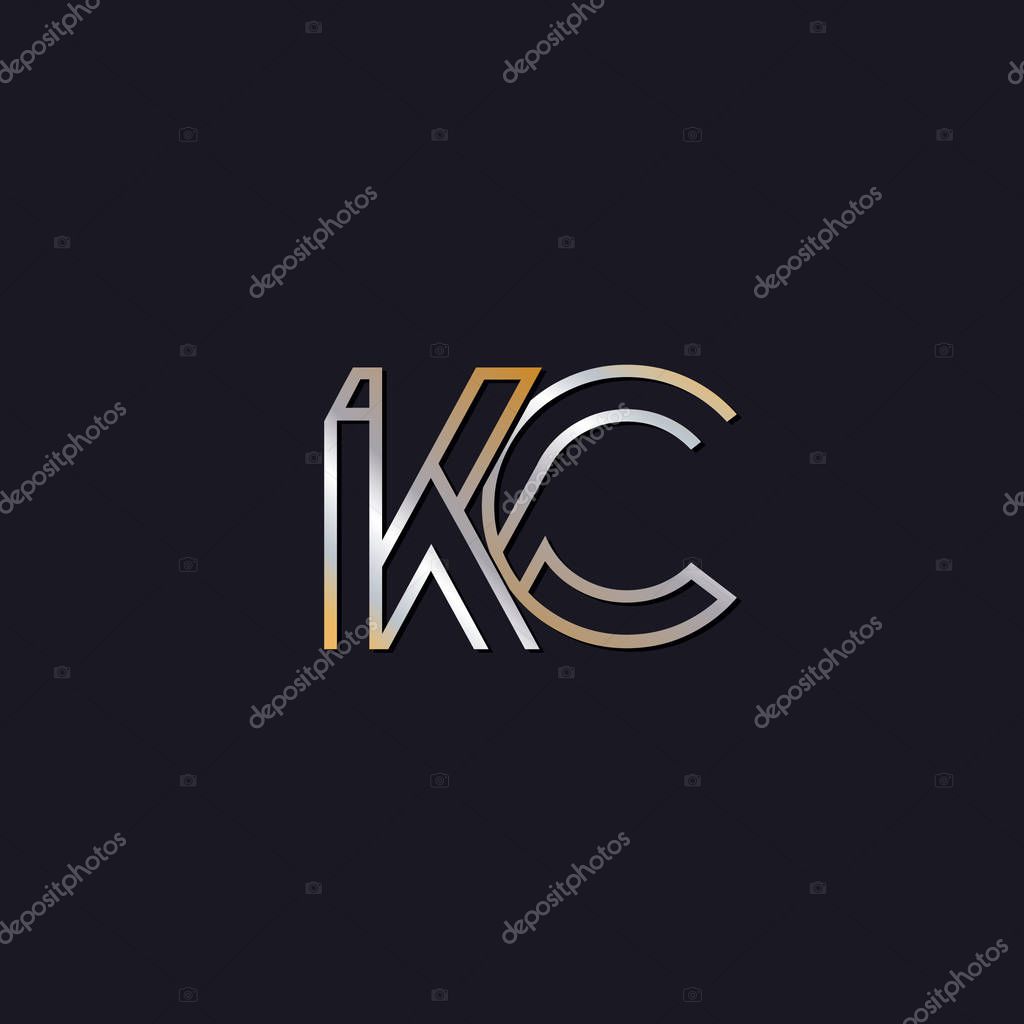 Initial letters  kc  logo  on dark background