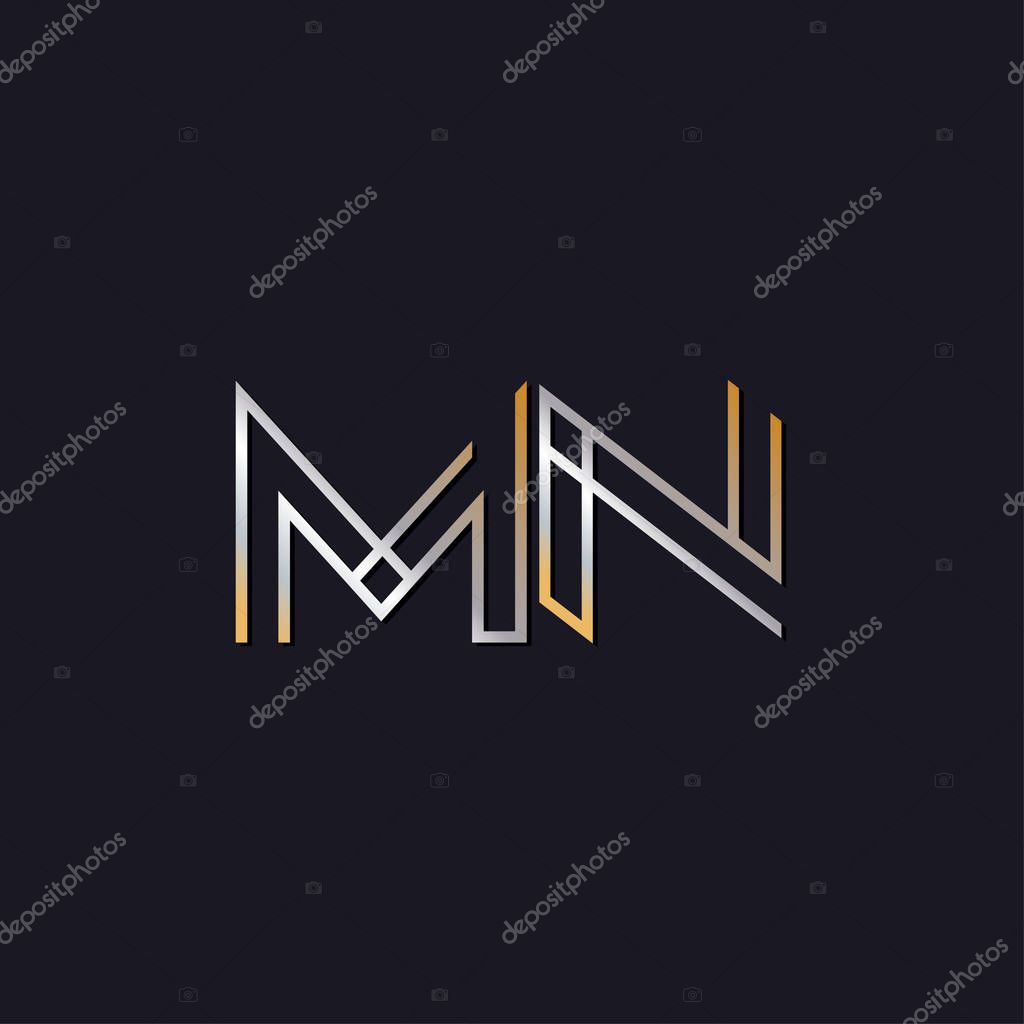 Initial letters  mn  logo  on dark background