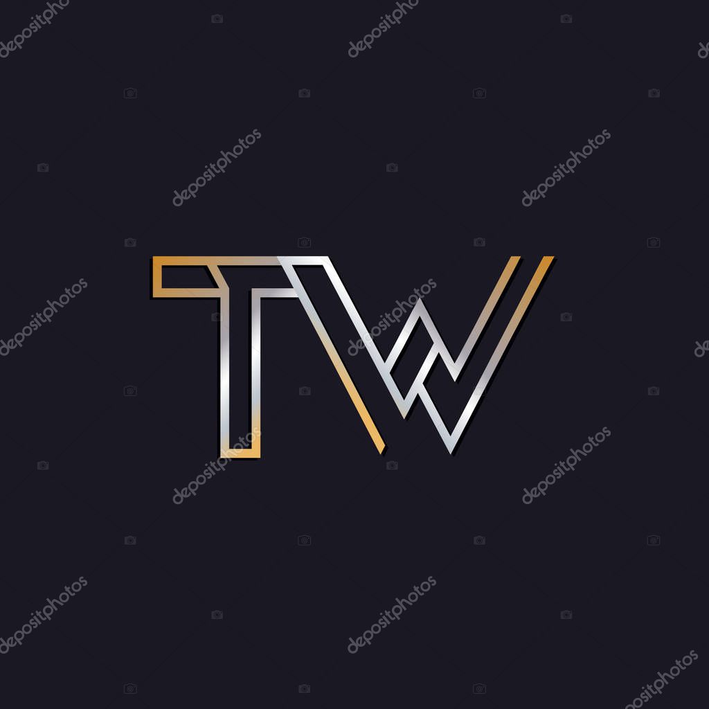 Initial letters tw logo  on dark background