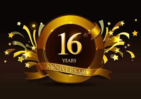 Diseño Del Logotipo Para Años Aniversario Con Número Oro Sobre — Vector de stock