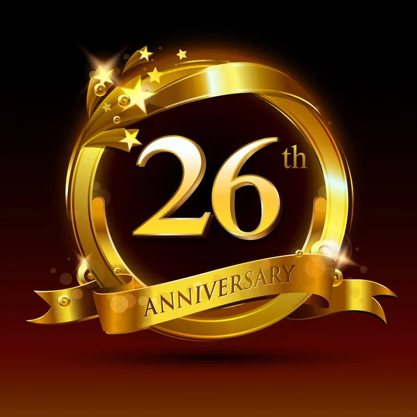 Logo Design Anni Anniversario Con Numero Oro Sfondo Scuro — Vettoriale Stock