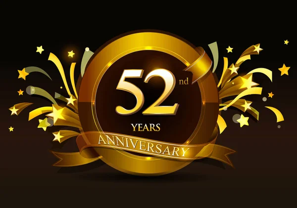 Logo Ontwerp Voor Jaar Verjaardag Met Gouden Nummer Donkere Achtergrond — Stockvector