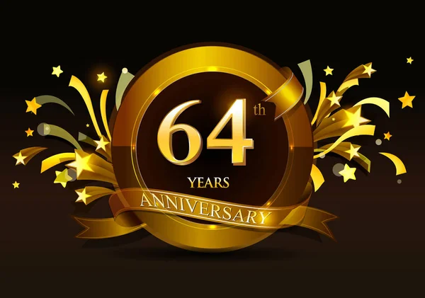 Logo Ontwerp Voor Jaar Verjaardag Met Gouden Nummer Donkere Achtergrond — Stockvector