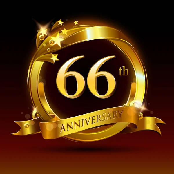 Logo Design Anni Anniversario Con Numero Oro Sfondo Scuro — Vettoriale Stock