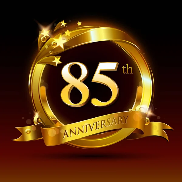Logo Design Years Anniversary Golden Number Dark Background — Stock Vector
