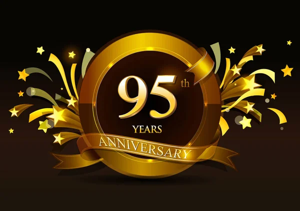 Koyu Arka Plan Üzerindeki Altın Numarasıyla Yıl Yıldönümü Için Logo — Stok Vektör