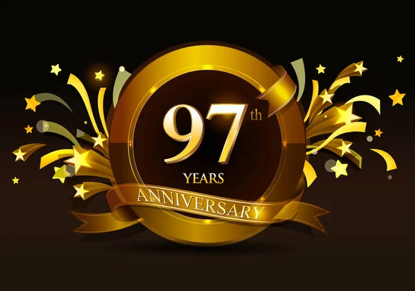 Diseño Del Logotipo Para Aniversario Años Con Número Oro Sobre — Archivo Imágenes Vectoriales