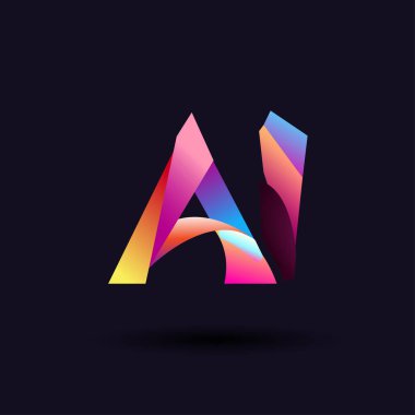 AI renkli harfler logosu, vektör çizim 