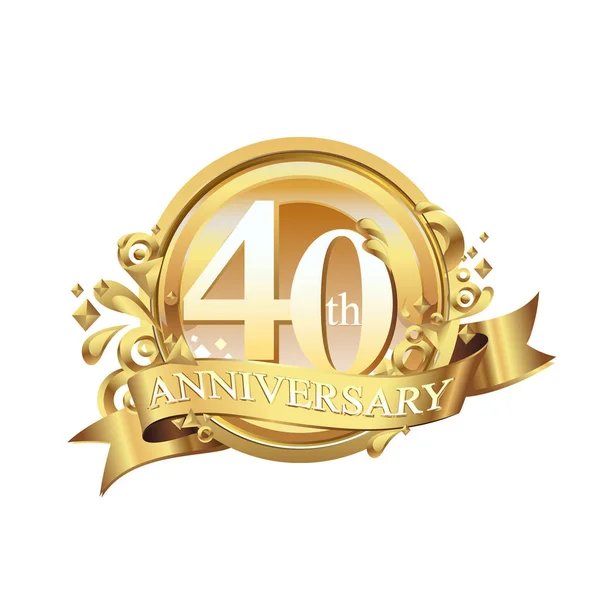 Anillo Fondo Decorativo Oro Aniversario Cinta — Vector de stock