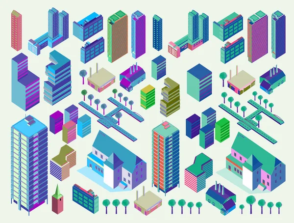 Urbano Edifícios Cidade Ilustração Vetorial — Vetor de Stock