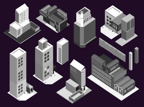 Reihe Städtischer Gebäude Stadt Vektorillustration — Stockvektor