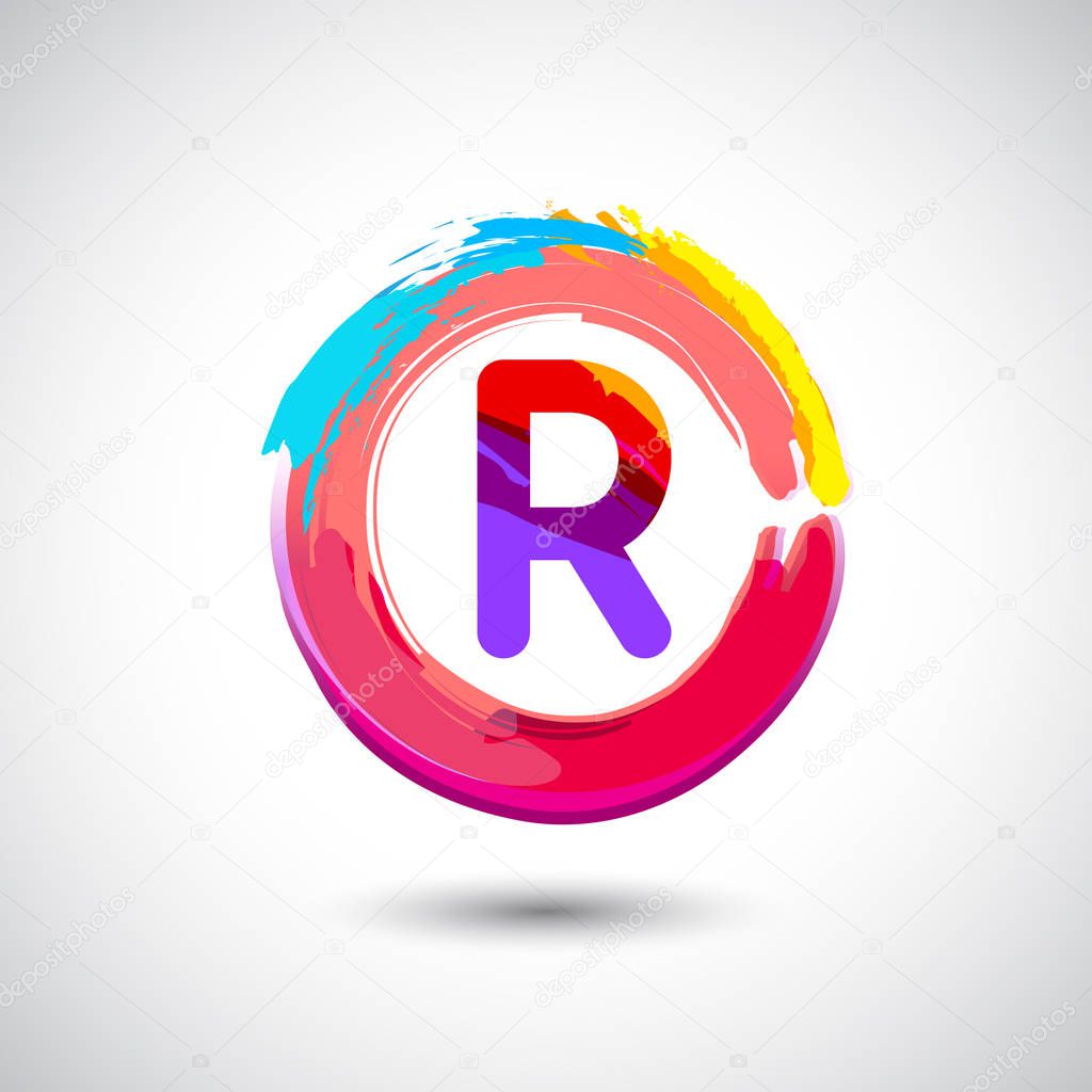 R  colorful letter logo, vector illustration