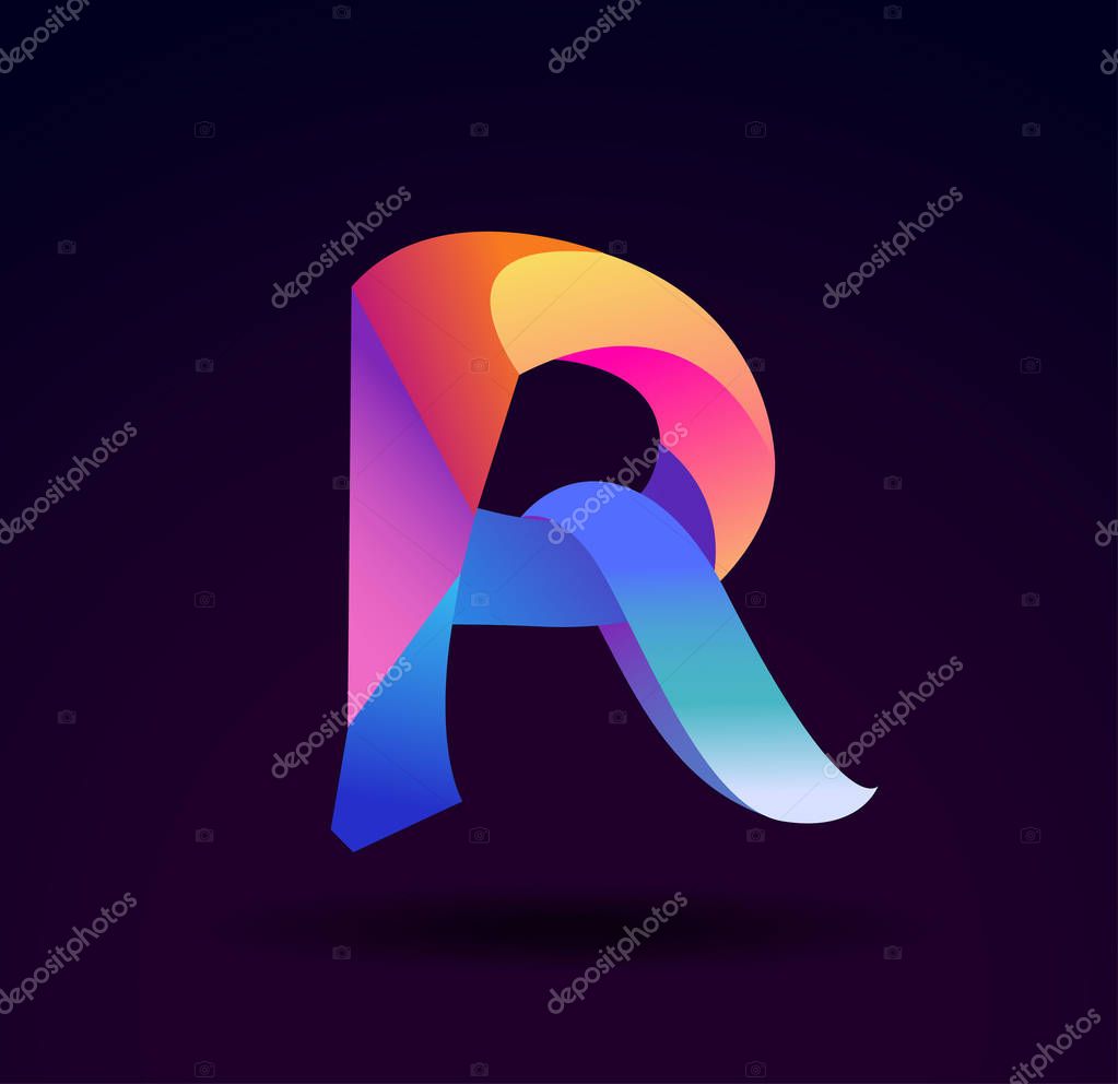 R  colorful letter logo, vector illustration