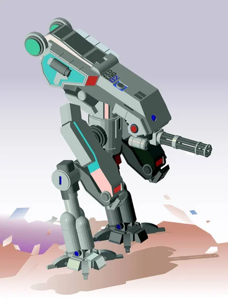 Grey Modern Robot Transformer Vector Illustration — Stock Vector