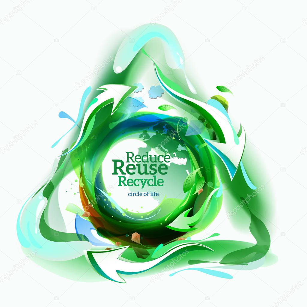 Deduce, reuse, recycle sign, vector illustration