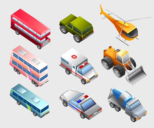 set, transport, vehicles, vector illustration 