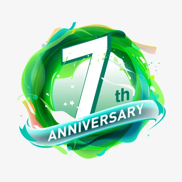 7Th Anniversary Fundo Abstrato Verde — Vetor de Stock