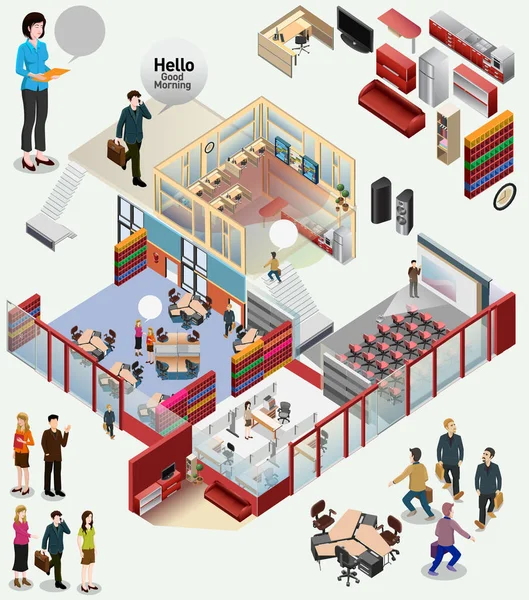 Estação Trabalho Isométrica Ilustração Vetor Negócios —  Vetores de Stock