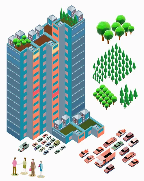 Städtisches Bauen Haus Vektor Illustration — Stockvektor