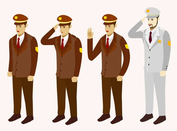 Pessoas Isométricas Policiais Ilustração Vetorial — Vetor de Stock